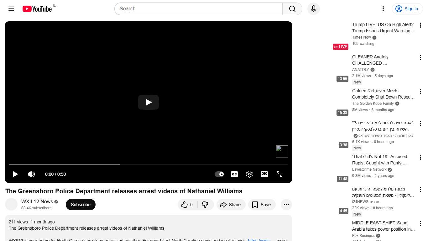 The Greensboro Police Department releases arrest videos of Nathaniel Williams - YouTube