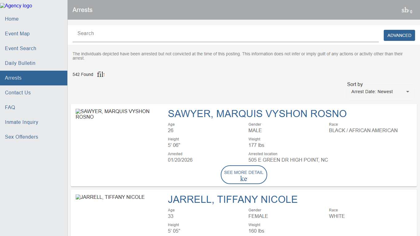 Guilford County SO Police To Citizen | Police to Citizen - Recent Arrests catalog